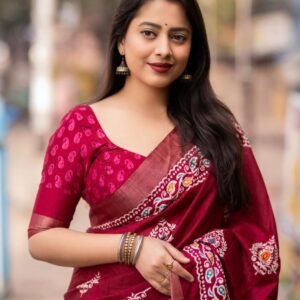 Batik printed Handloom Saree